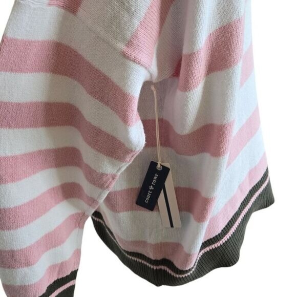 Court & Rowe pink and white striped contrast hem drop shoulder sweater 2X - Picture 7 of 11